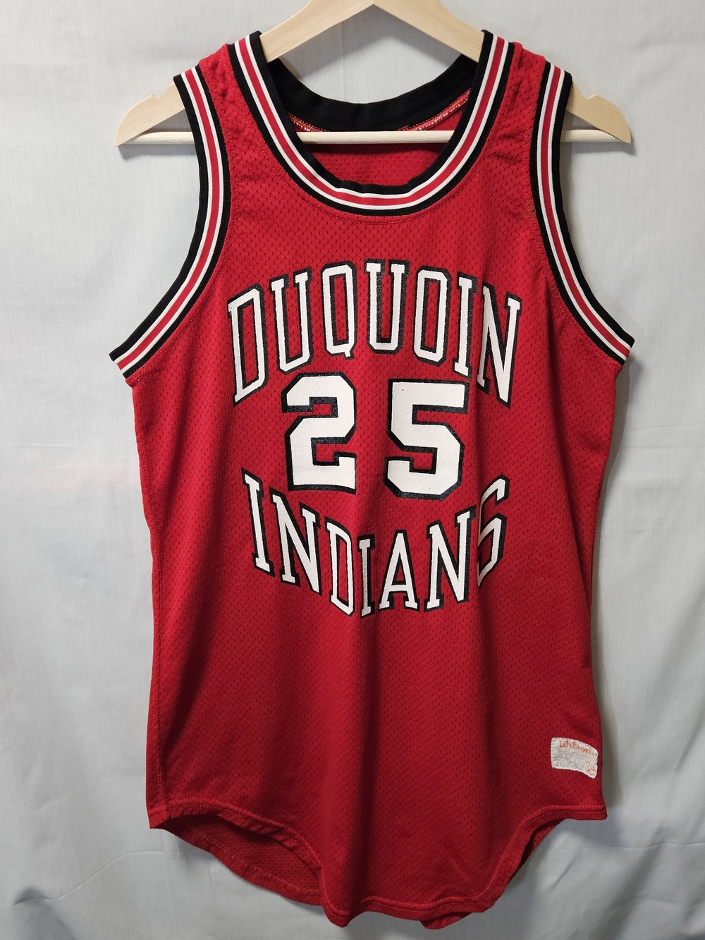 Vintage Wilson DuQuoin Indians #25 Red High School Basketball Jersey sz M/ L